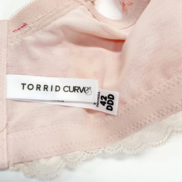 Torrid Bandeau Multiway Unlined Balconette Bra - Lace Pink 42DDD - Picture 8 of 9